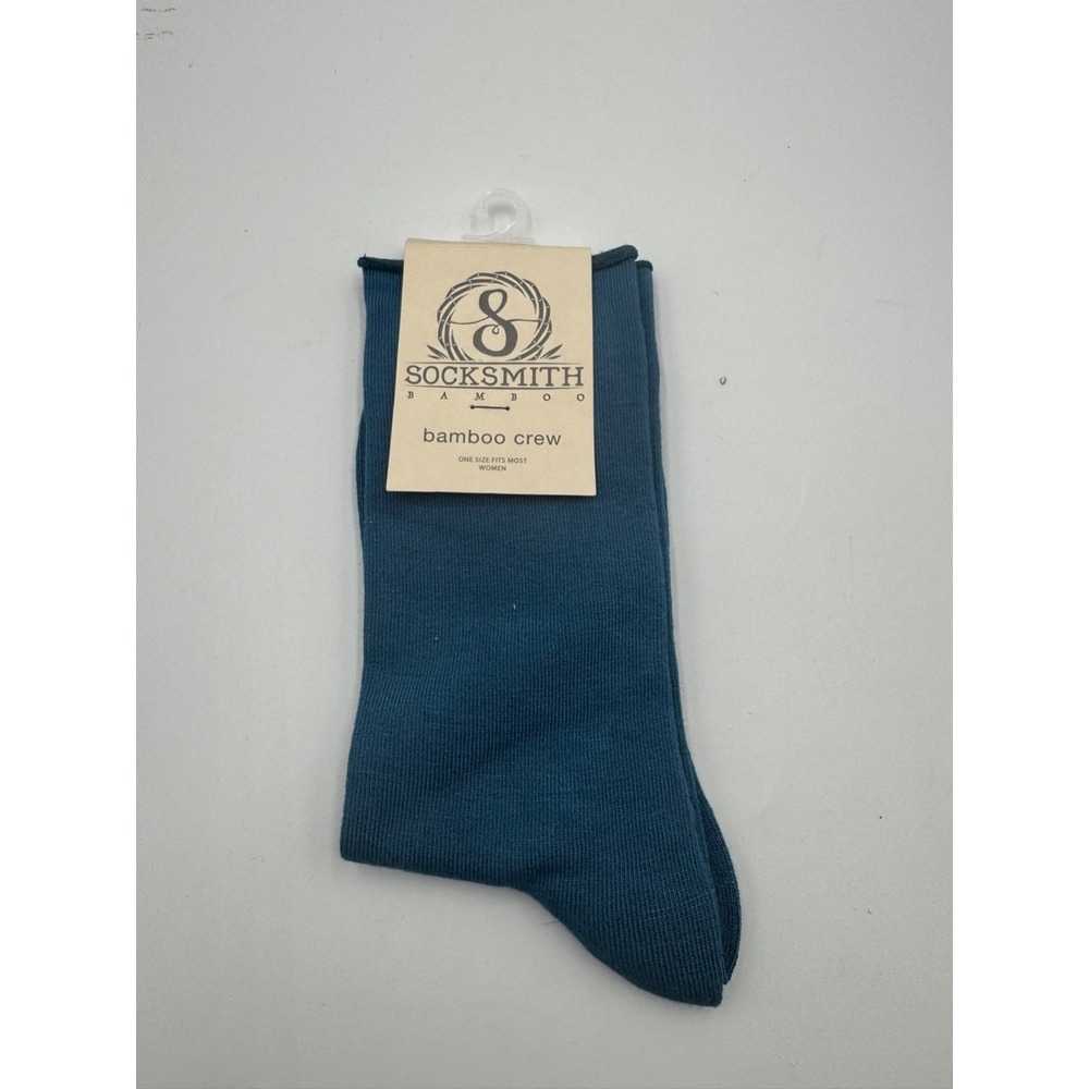 NWT Socksmith Seamless Toe Bamboo Crew Sock Womens 9-11 Teal Blue Winter Comfort